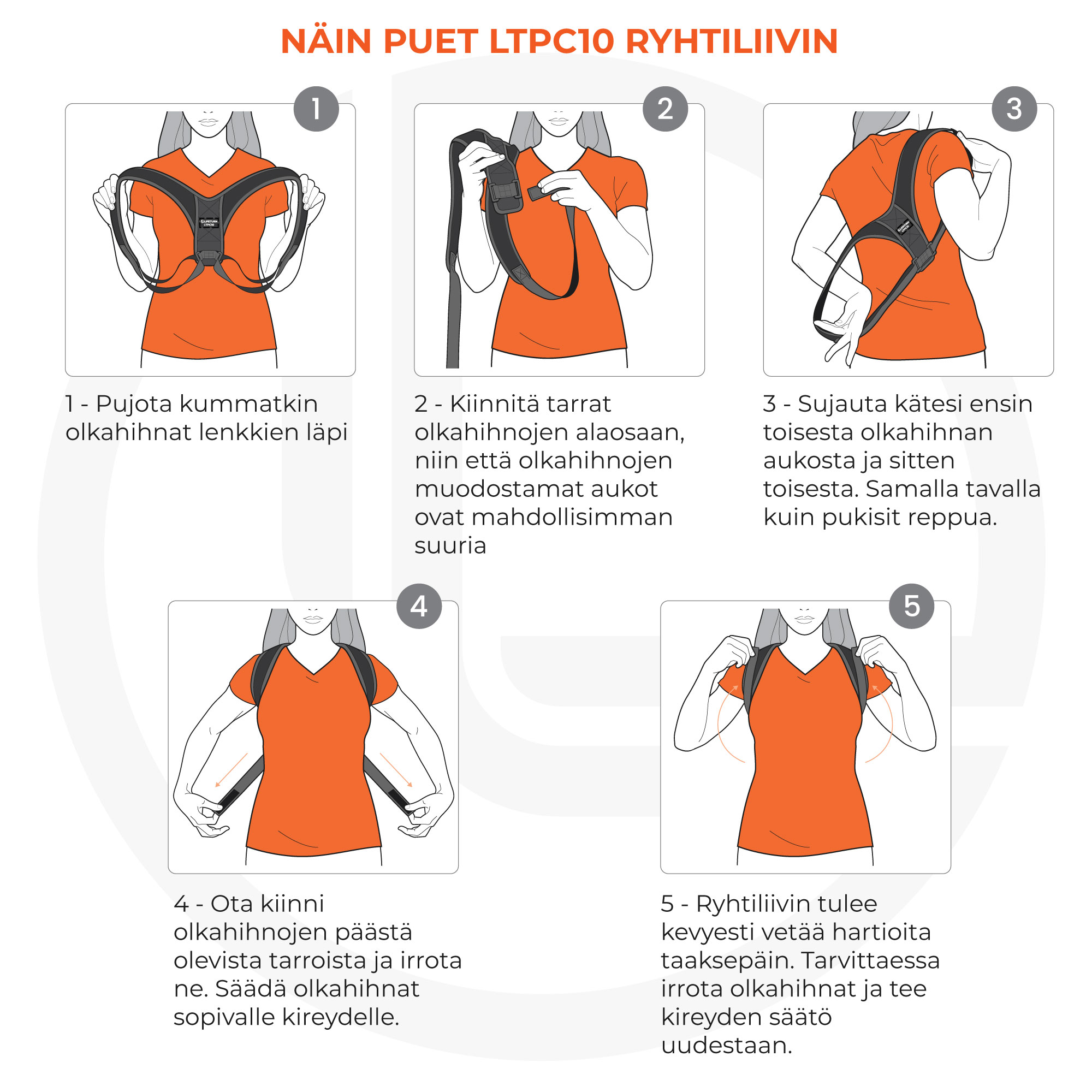 Lifeturn LTPC10 ryhtiliivin pukemisohje